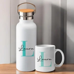 Pack Taza y Botella Térmica Boca Ancha Personalizada